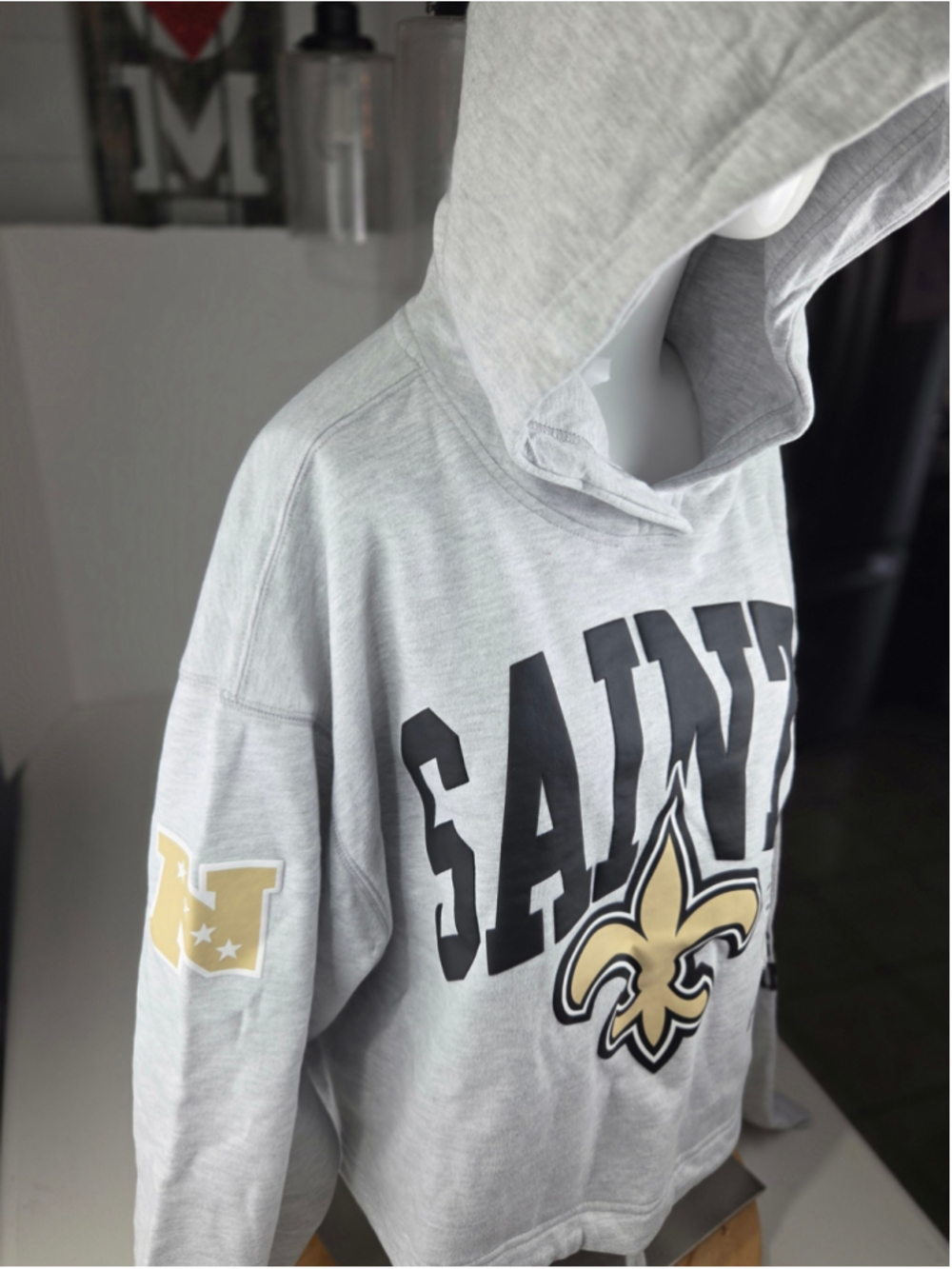 Women's 47 Brand New Orleans Saints Hoodie Grey Black Size Medium #1720